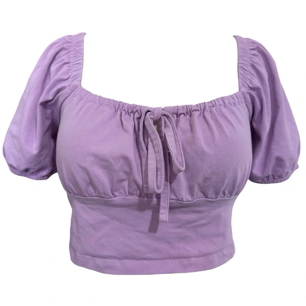 ASOS Design Lilac Puff Sleeve Crop Top Size 6